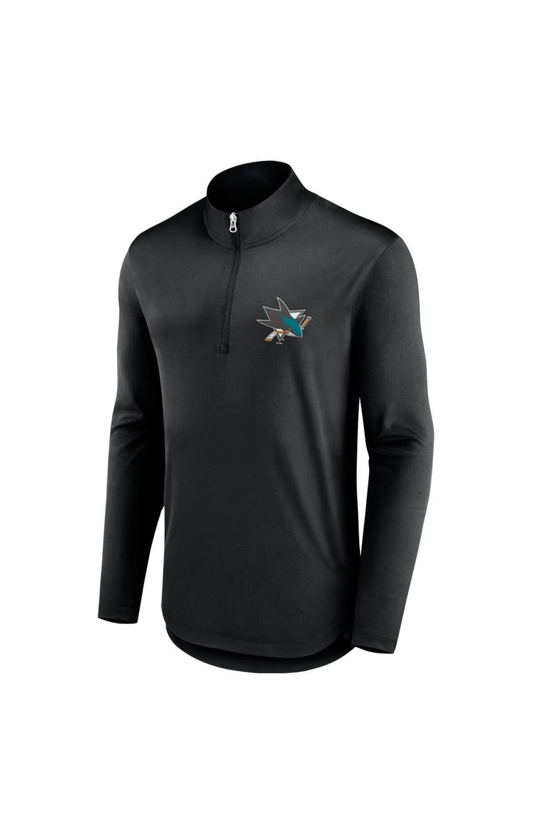 FANATICS Men's Fanatics Branded Black San Jose Sharks Mock Neck Quarter-Zip Top, Alternate, color, Black