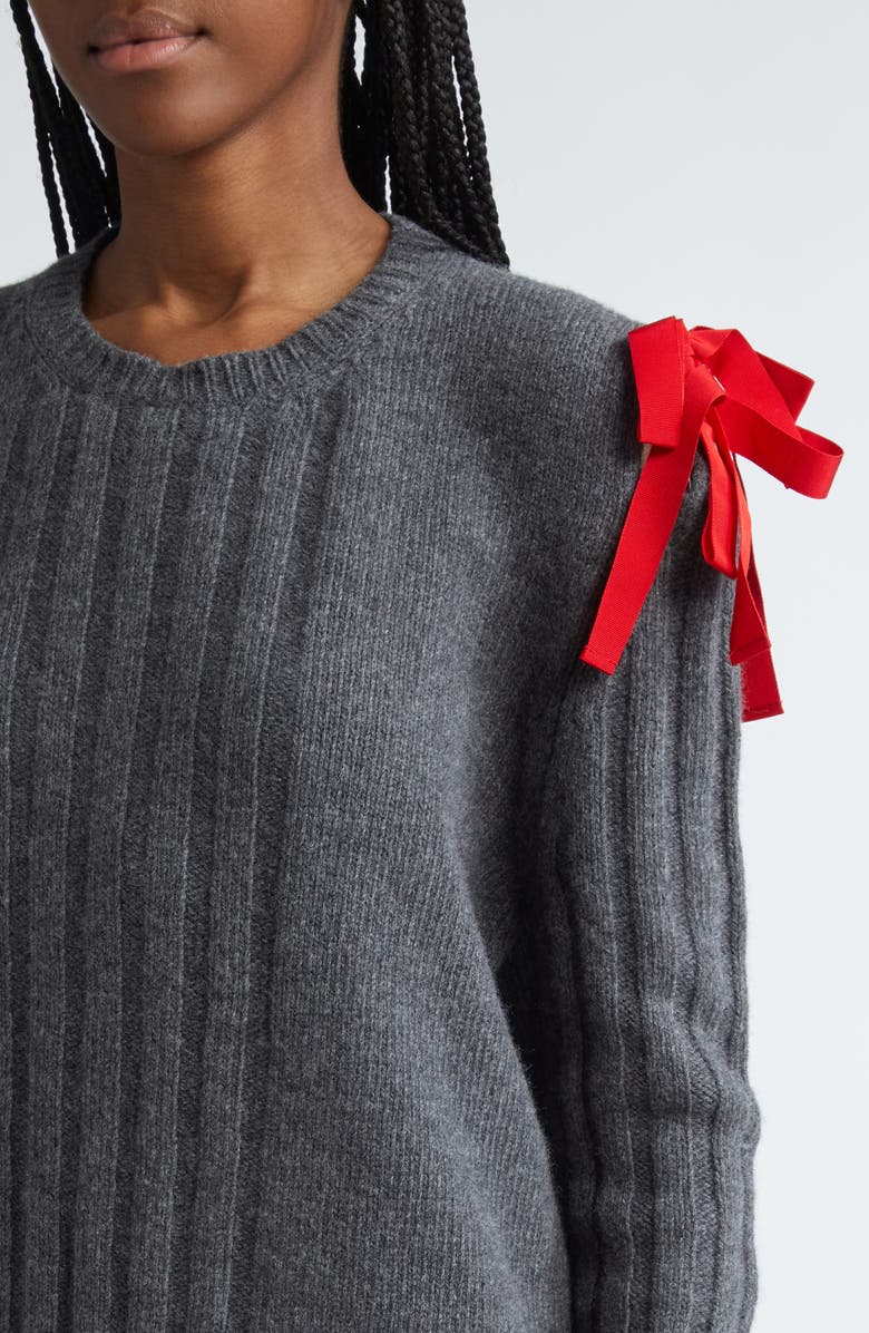 Molly Goddard Ozzy Bow Shoulder Wool Sweater, Alternate, color, 