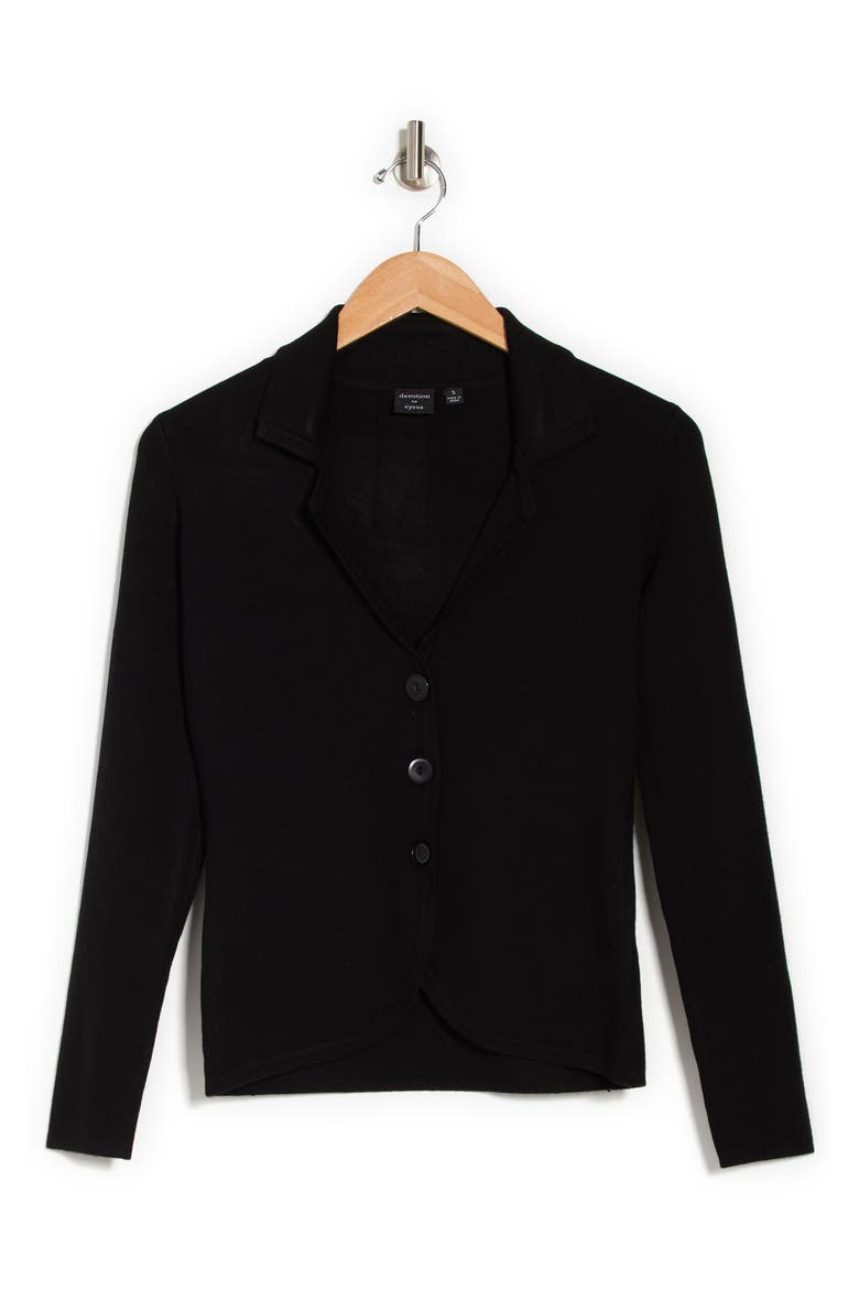 Button Front Knit Blazer, Alternate, color, BLACK