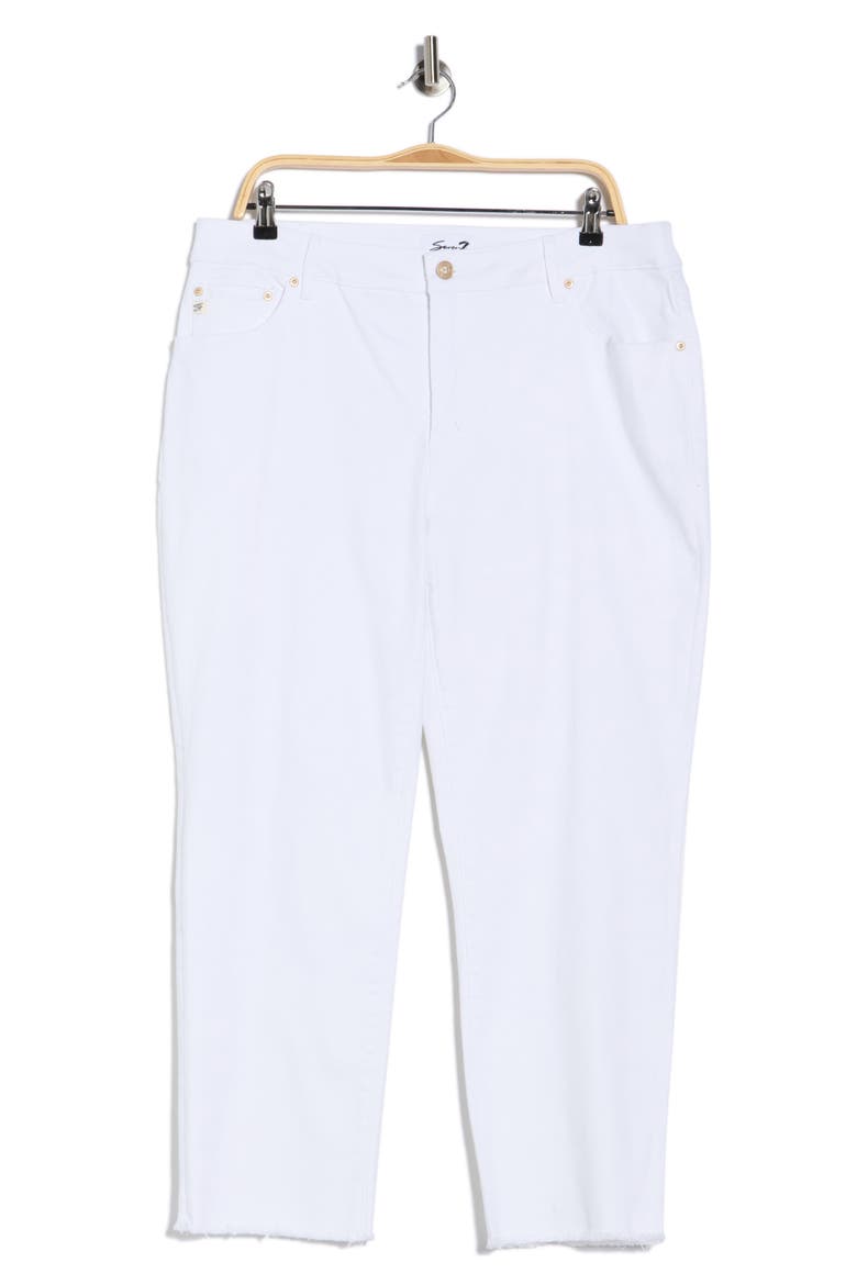 Frayed Ankle Straight Leg Jeans, Alternate, color, WHITE