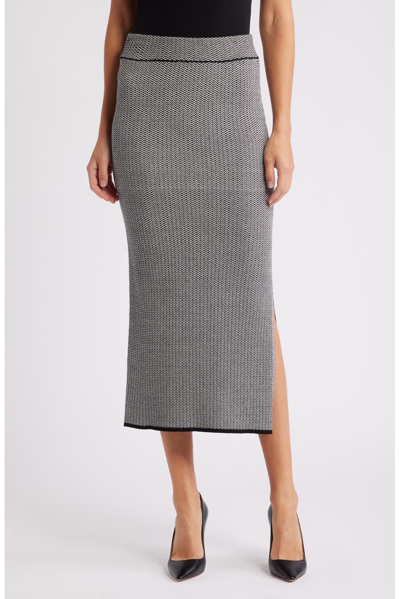 Chevron Pattern Knit Pencil Skirt, Main, color, ANNE BLACK/ ANNE WHITE