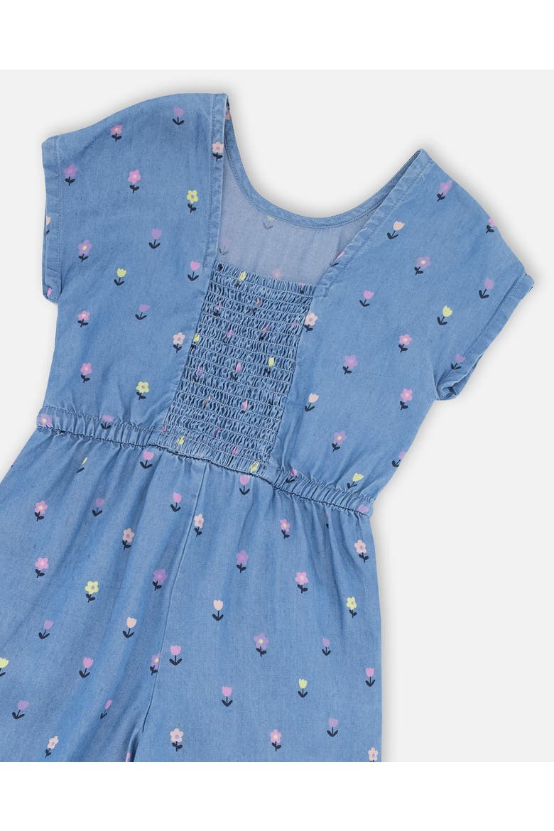 Short Sleeve Chambray Flower Jumpsuit, Alternate, color, Blue Floral Print
