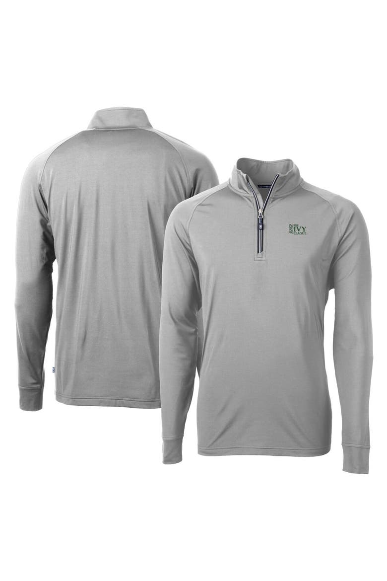 Men's Cutter & Buck  Gray Ivy League DryTec Adapt Eco Knit Stretch Recycled Quarter Zip Pullover, Alternate, color, Gray