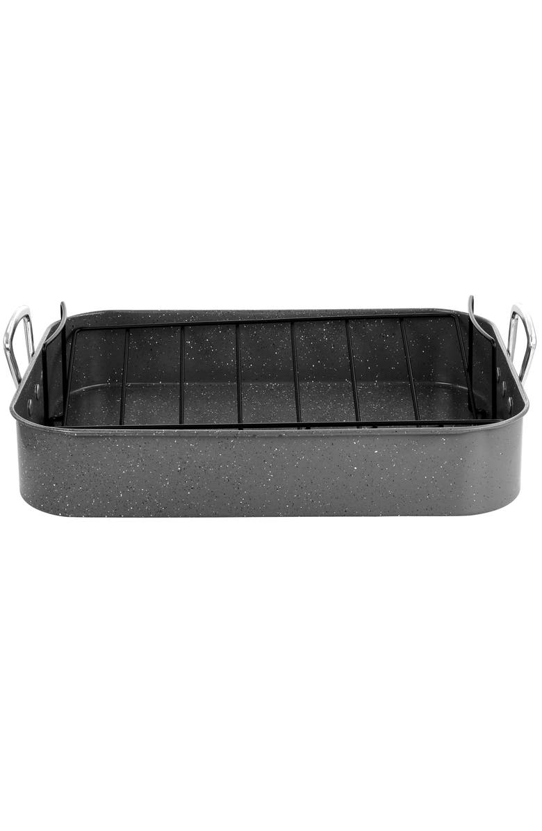 Gibson Greystone 2 Piece Carbon Steel 16.25in. Turkey Roaster Set, Alternate, color, Grey