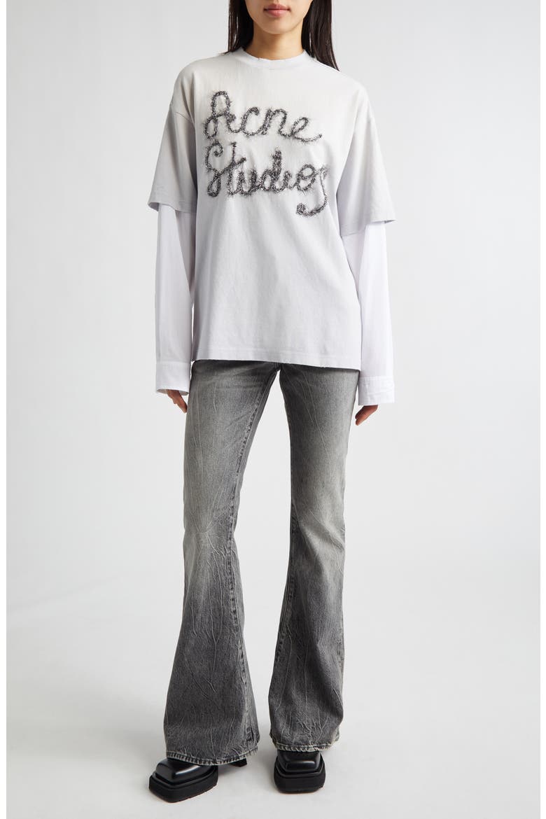 Edra Double U Tinsel Logo Layered T-Shirt, Alternate, color, LIGHT BLUE