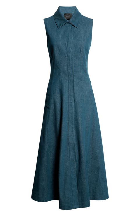 Sleeveless Stretch Denim Dress