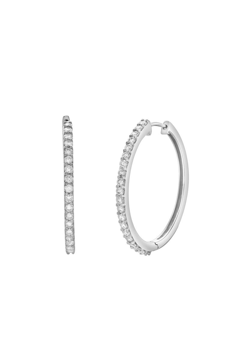 LuvMyJewelry Violetta Classic Halfway Hoop Earrings in 14K Gold, Alternate, color, 14K White Gold