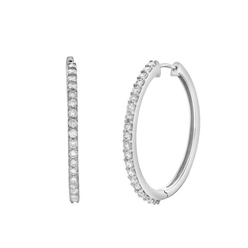 Luvmyjewelry Everbloom Sleek Inside Out Diamond Set Hoop Earrings In 14k Gold In Black