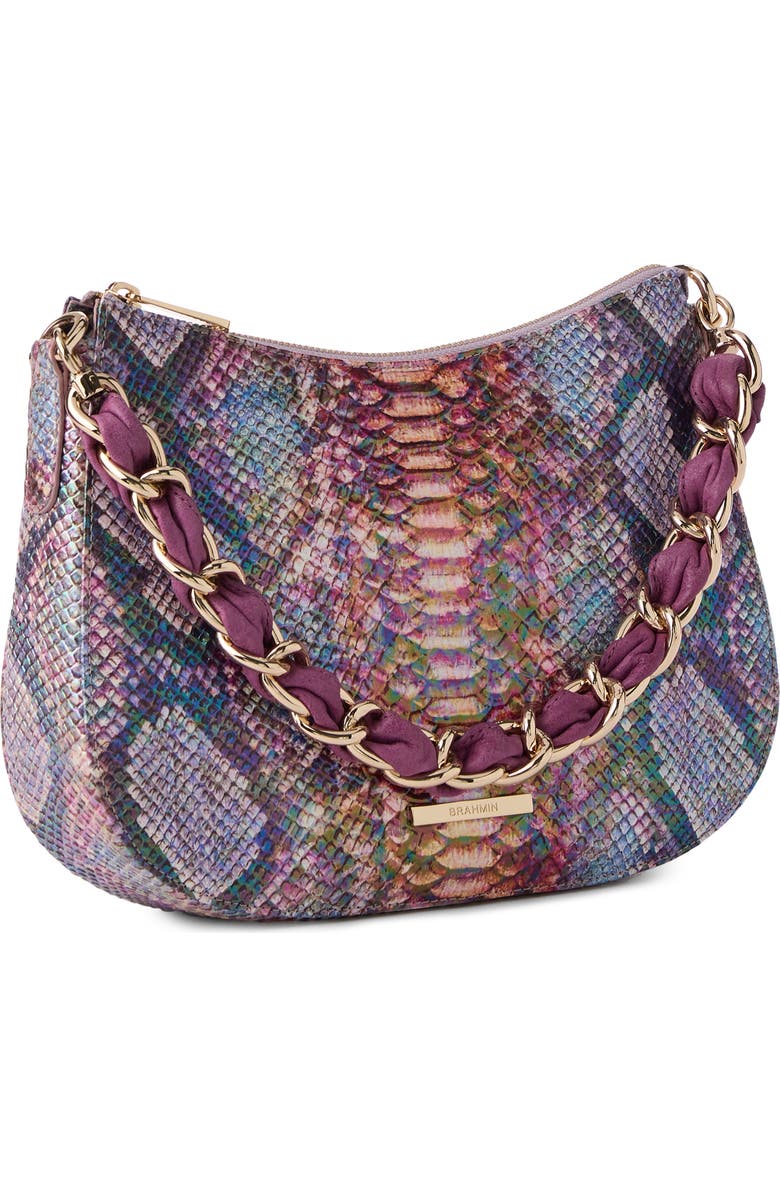 Brahmin Mod Shayna Croc Embossed Leather Shoulder Bag, Alternate, color, Dewberry