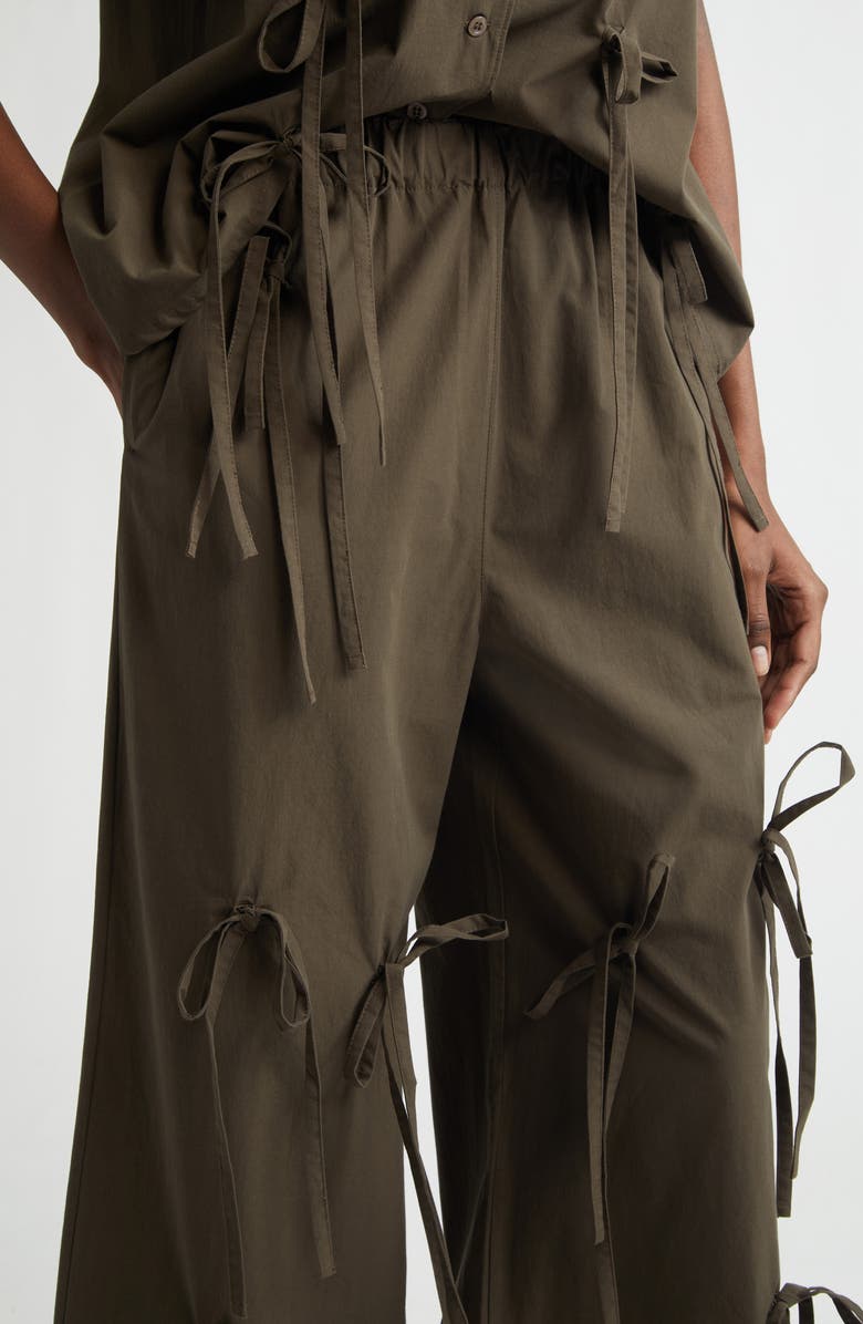 renaissance renaissance Bunny Bow Detail Cotton Wide Leg Pants, Alternate, color, 