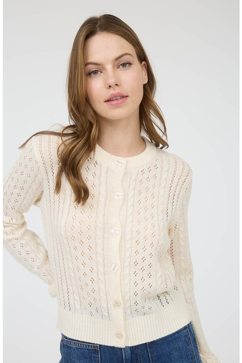 Pointelle Cardigan, Alternate, color, CREAM