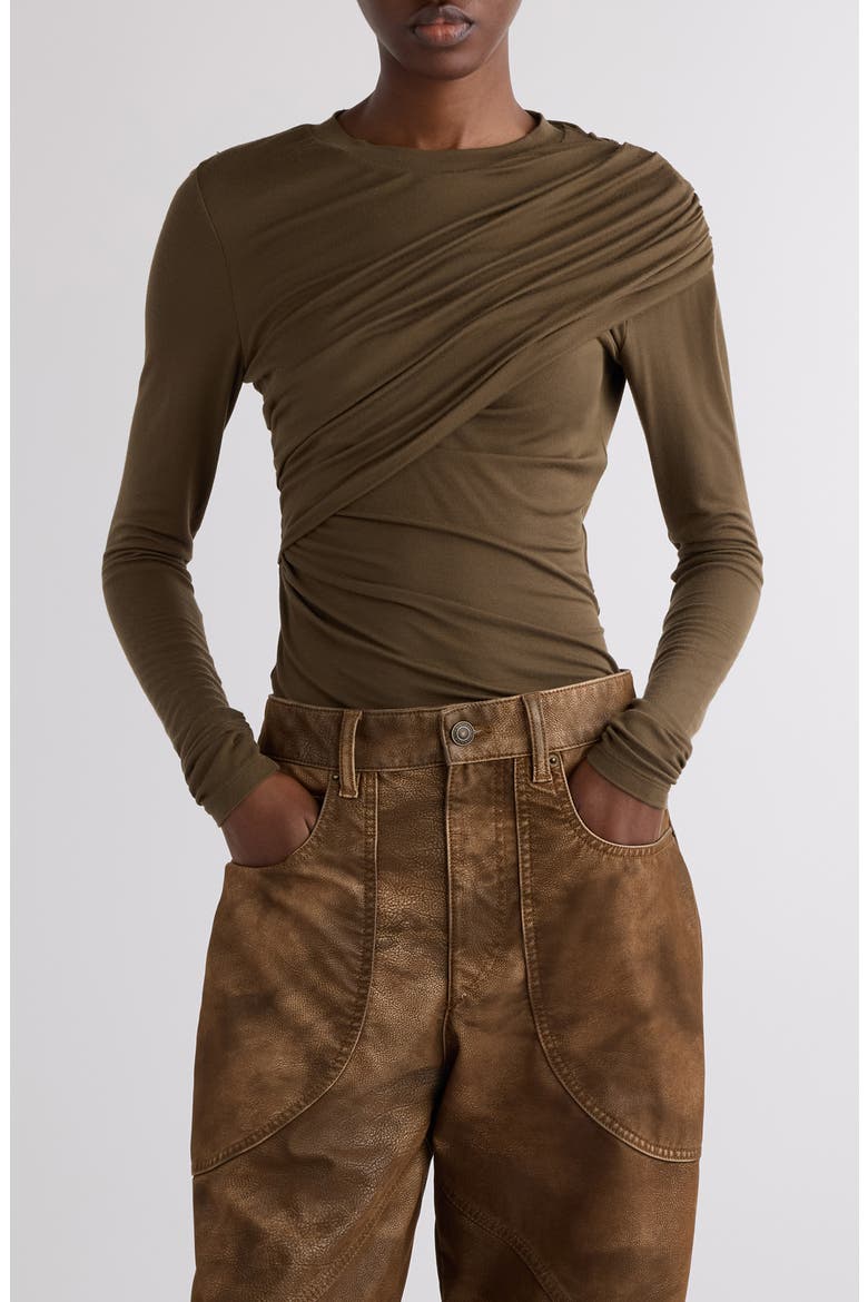 Dressi Draped Jersey Top, Main, color, KHAKI