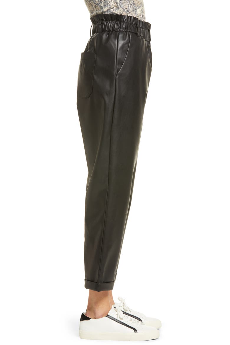 Faux Leather Relaxed Trousers, Alternate, color, BLACK