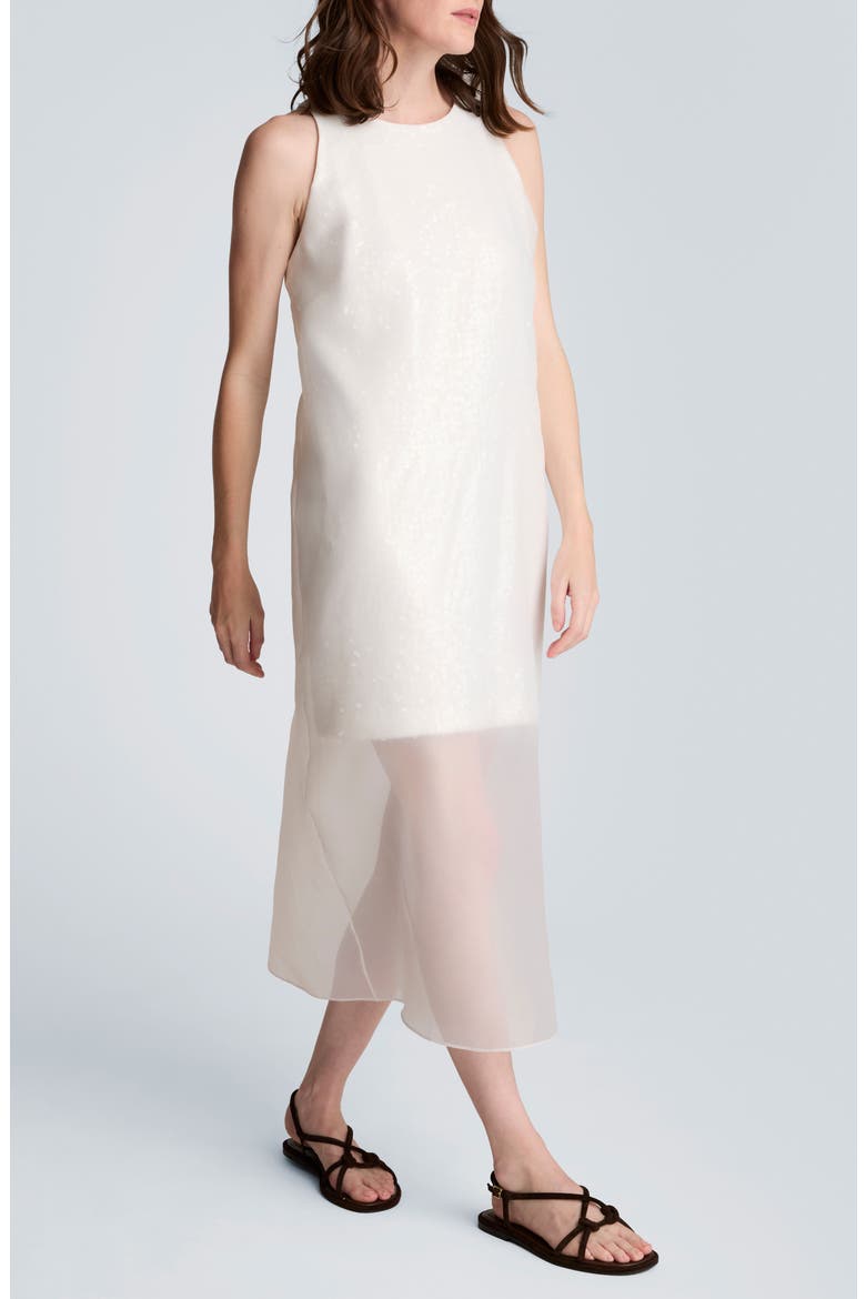 Sheer Overlay Dress, Alternate, color, FEATHER WHITE