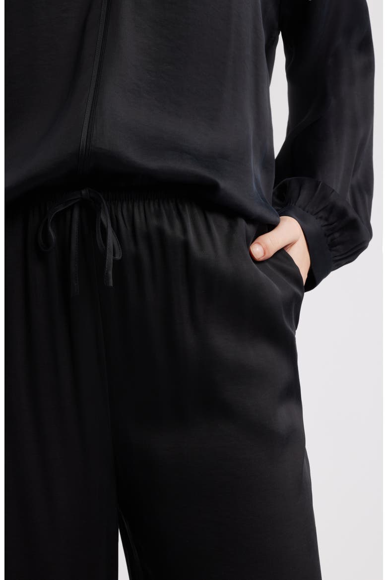 Satin Drawstring Pants, Alternate, color, BLACK