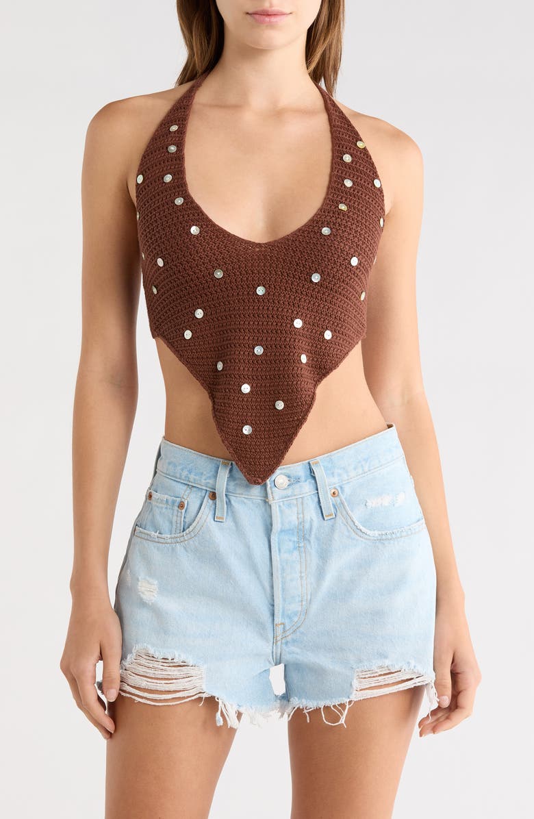 PacSun Maribel Knit Halter Top, Main, color, Brown