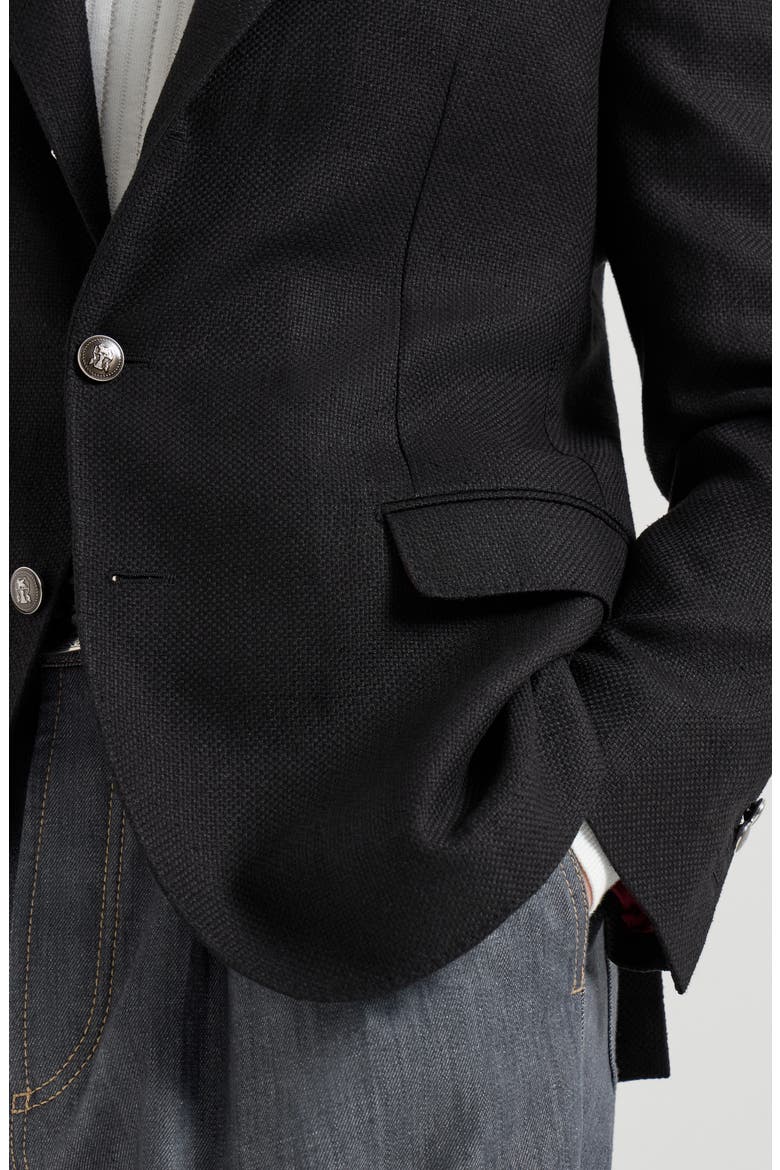 Hopsack deconstructed blazer, Alternate, color, Black