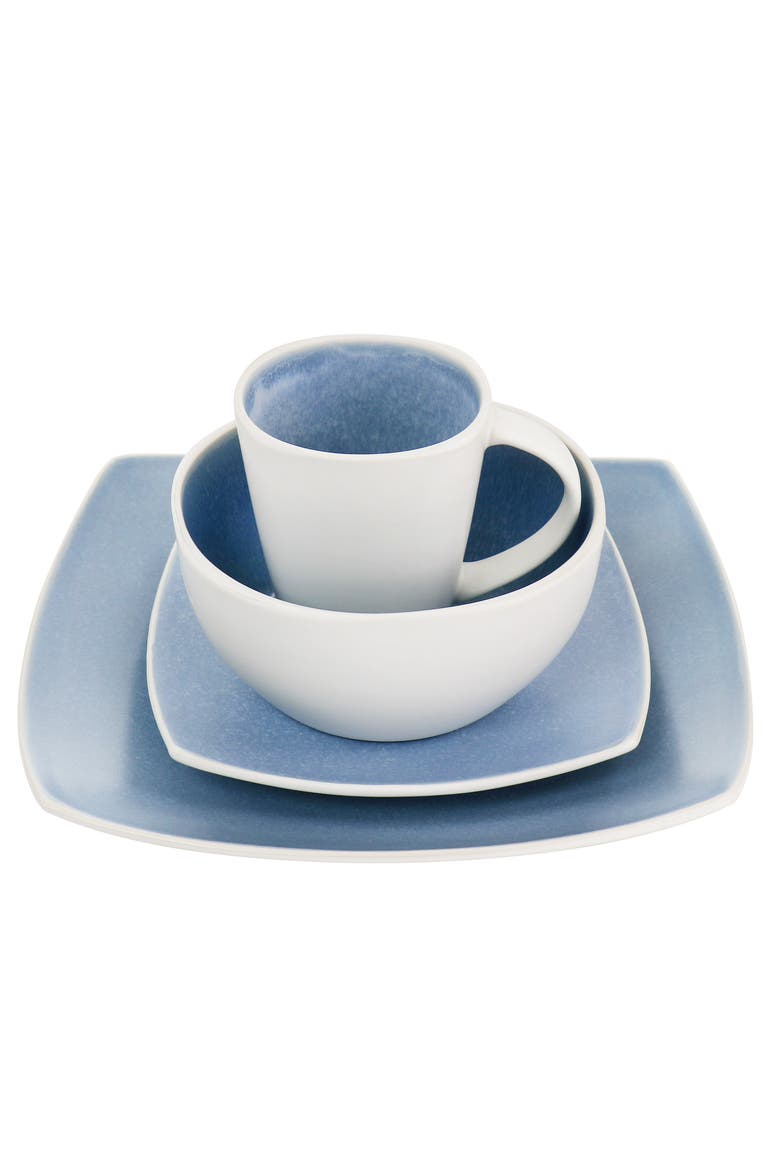 16 Piece Reactive Glaze Stoneware Dinnerware Set, Alternate, color, White
