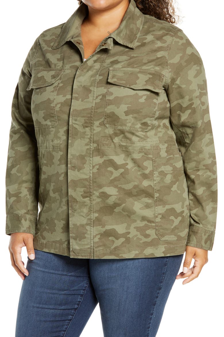 Hooded Stretch Cotton Utility Jacket, Alternate, color, OLIVE LICHEK CAMO PRINT