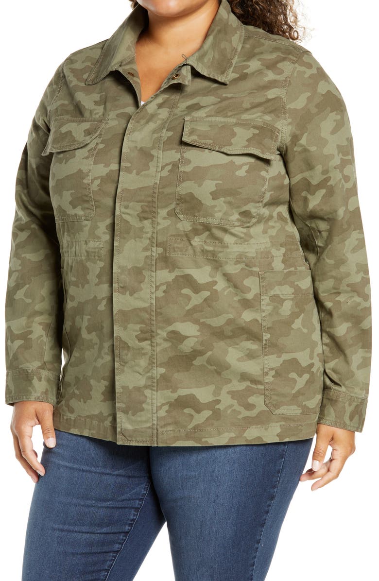 Caslon<sup>®</sup> Hooded Stretch Cotton Utility Jacket, Alternate, color,