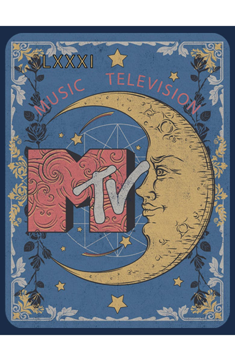 MTV Men's MTV Moon Line Drawing Logo  Graphic T-Shirt, Alternate, color, Navy Blue Heather