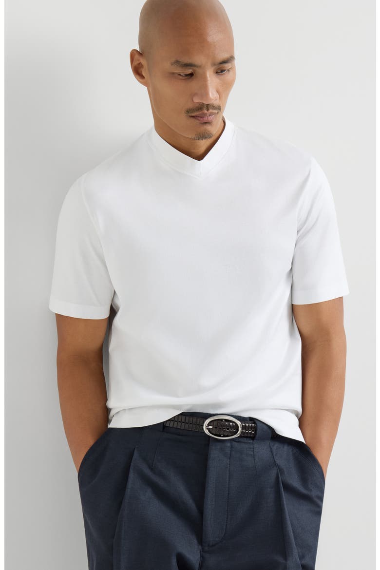 Cotton jersey V-neck T-shirt, Alternate, color, White