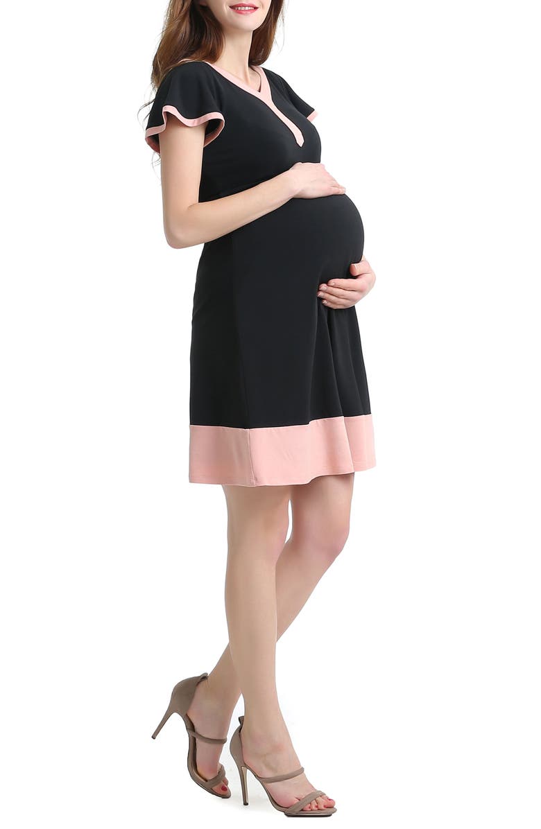 Kimi and Kai Regan Colorblock Skater Maternity Dress, Alternate, color, 