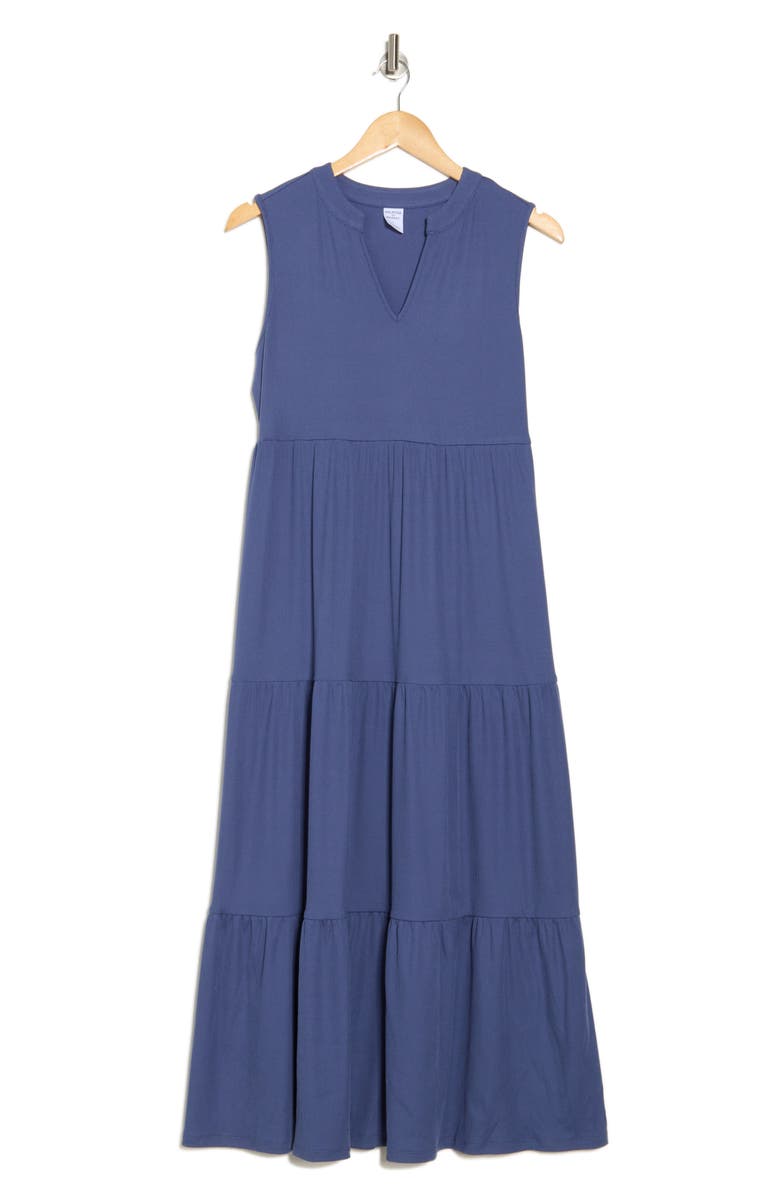 Melrose and Market Sleeveless Tiered Maxi Dress, Alternate, color, Blue Indigo