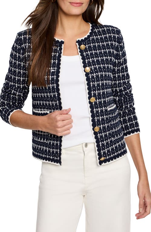 Nic + Zoe Nic+zoe Mixed Media Sweater Jacket In Indigo Multi