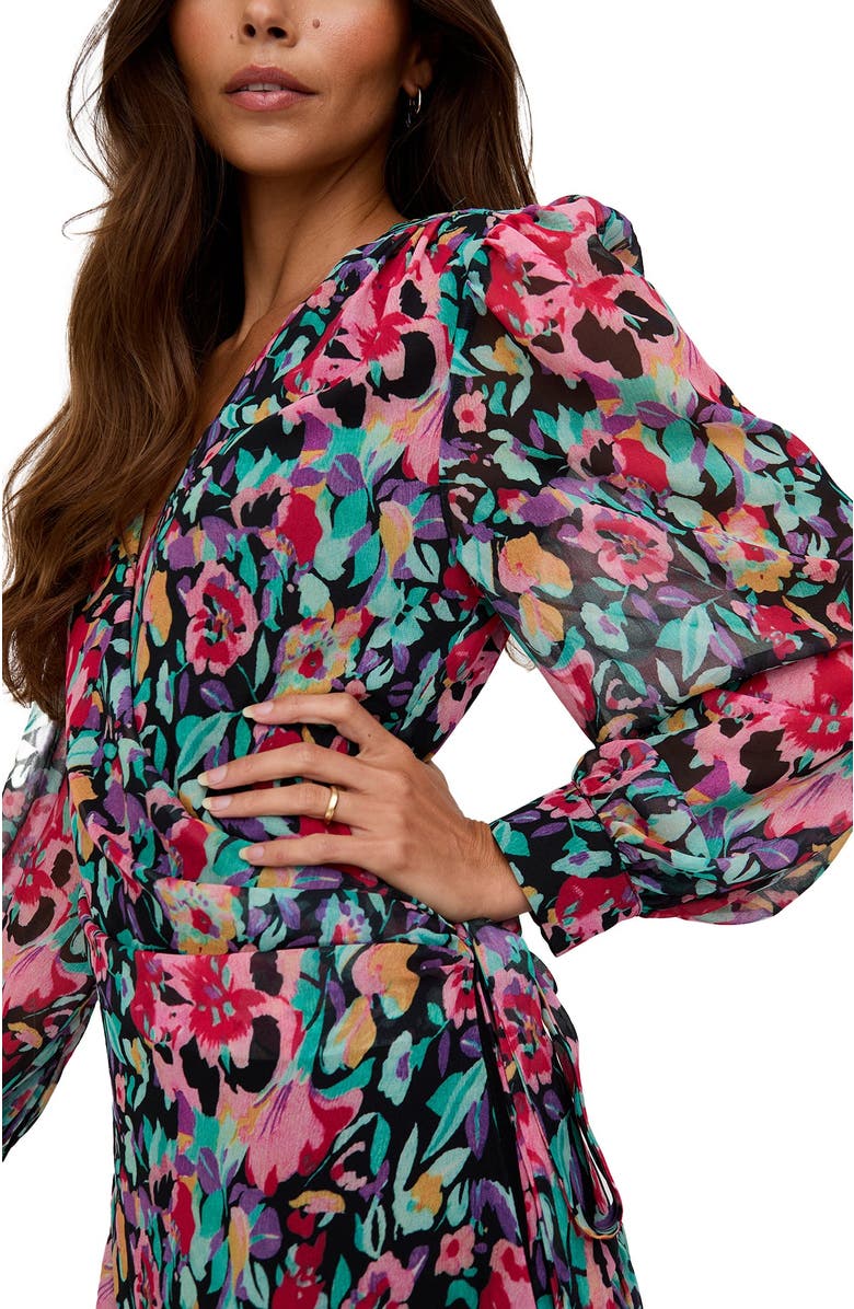 Lily and Lionel London Flora Wraparound Floral Print Mini Dress, Alternate, color, Multi