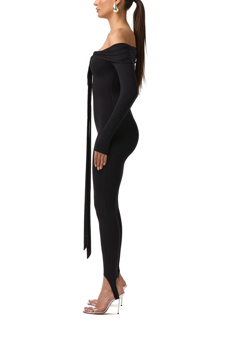 Naked Knot Off the Shoulder Jumpsuit, Alternate, color, BLACK