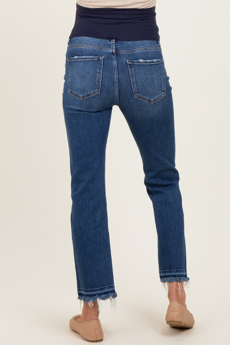 Released Hem Cropped Straight Leg Maternity Jeans, Alternate, color, Navy Blue