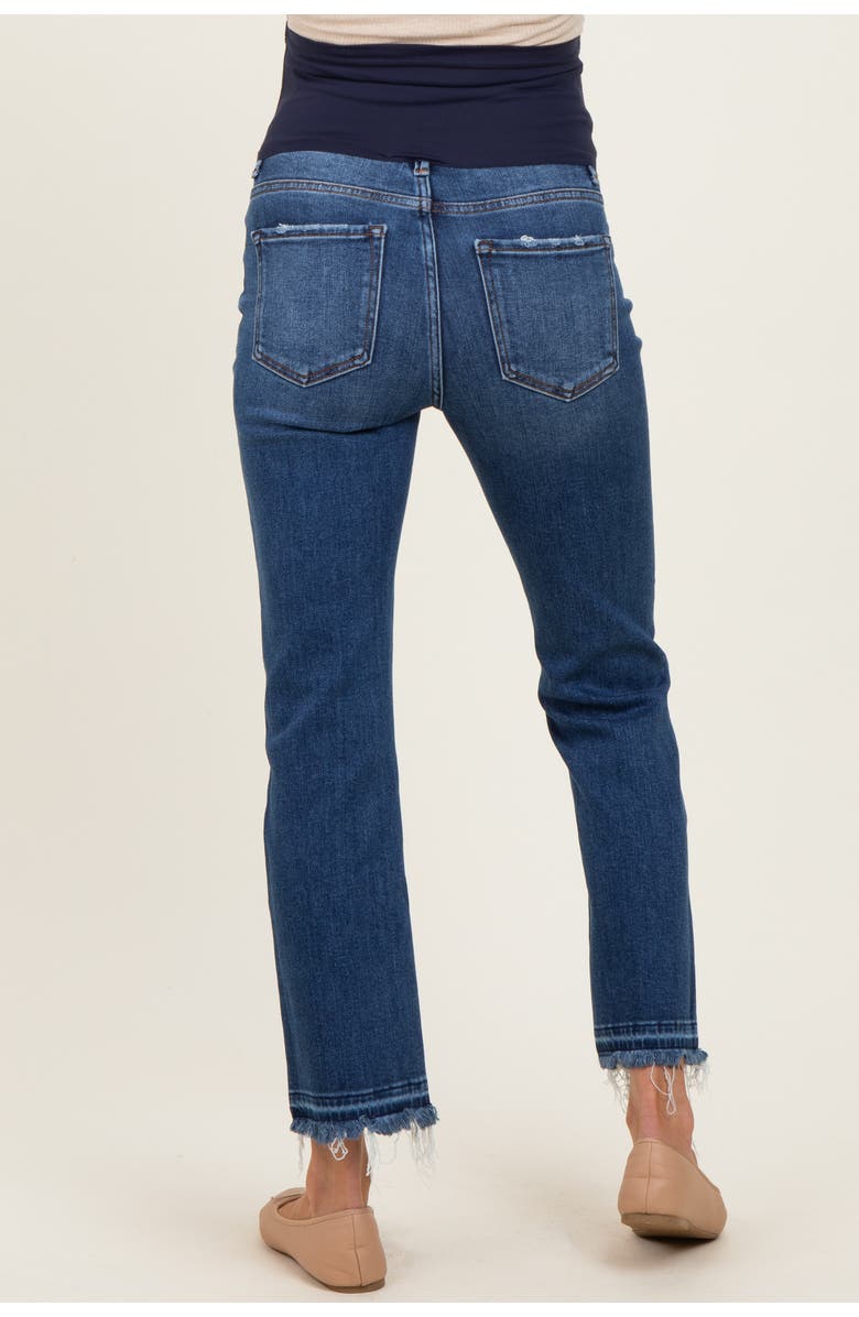 PinkBlush Released Hem Cropped Straight Leg Maternity Jeans, Alternate, color, Navy Blue