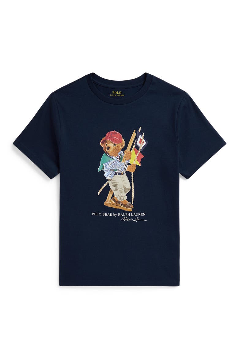 Kids' Polo Bear Cotton Graphic T-Shirt, Main, color, NEWPORT NAVY