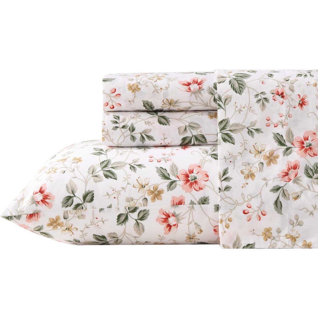 Laura Ashley Meadow Floral 200 Thread Count Cotton Percale Sheet Set In Multi