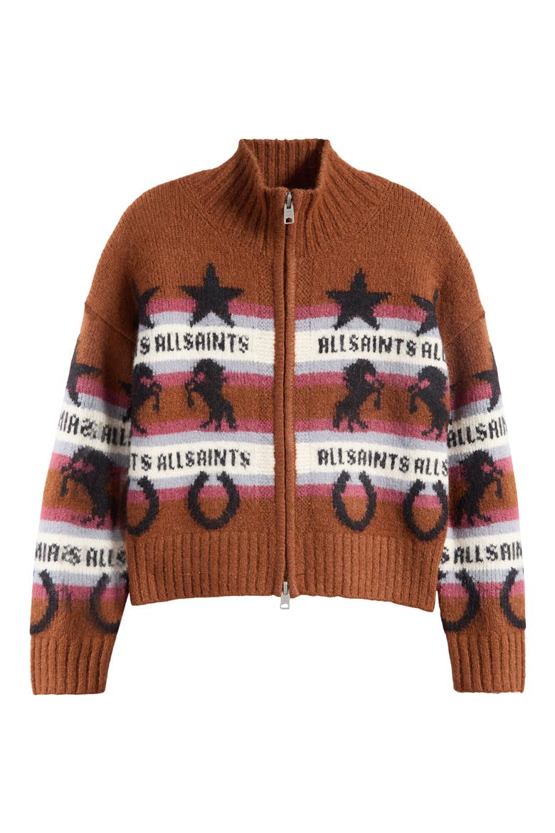 Epona Stripe Crop Jacquard Sweater, Alternate, color, COGNAC BROWN