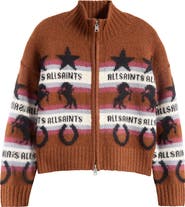 AllSaints Epona Stripe Crop Jacquard Sweater