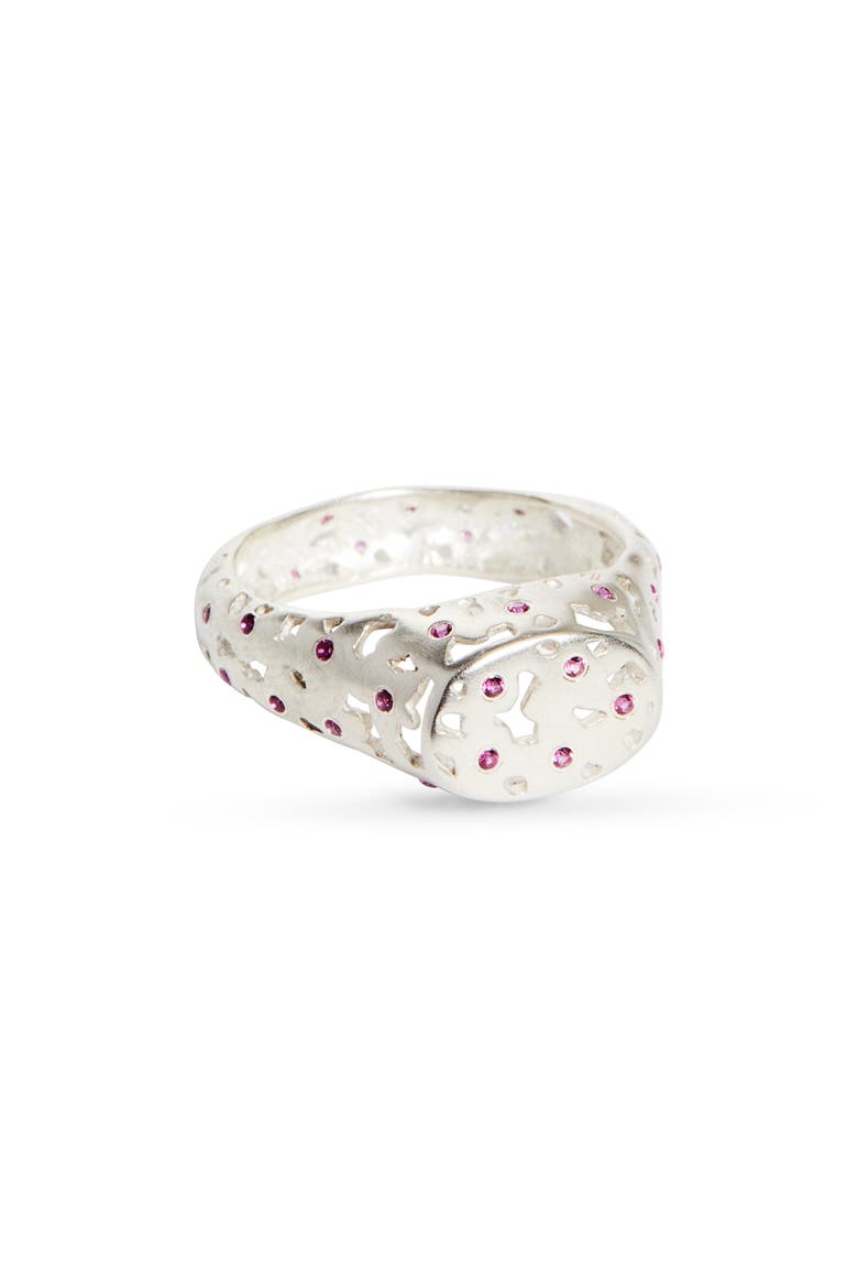 Gem Lace Signet Ring, Main, color, SILVER RUBY