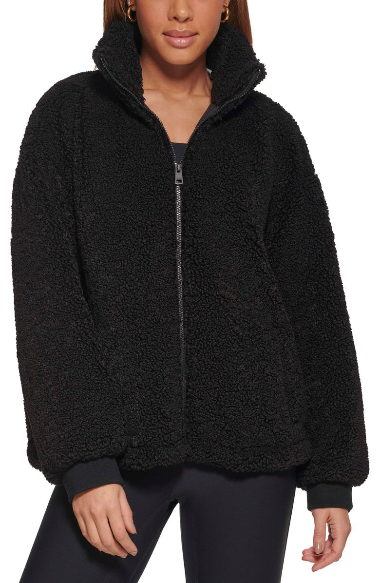 Levi's Zip Front Teddy Jacket, Main, color, Black