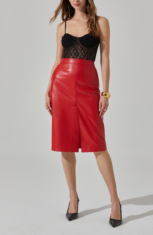 Astr The Label Ladonne Faux Leather Skirt In Red