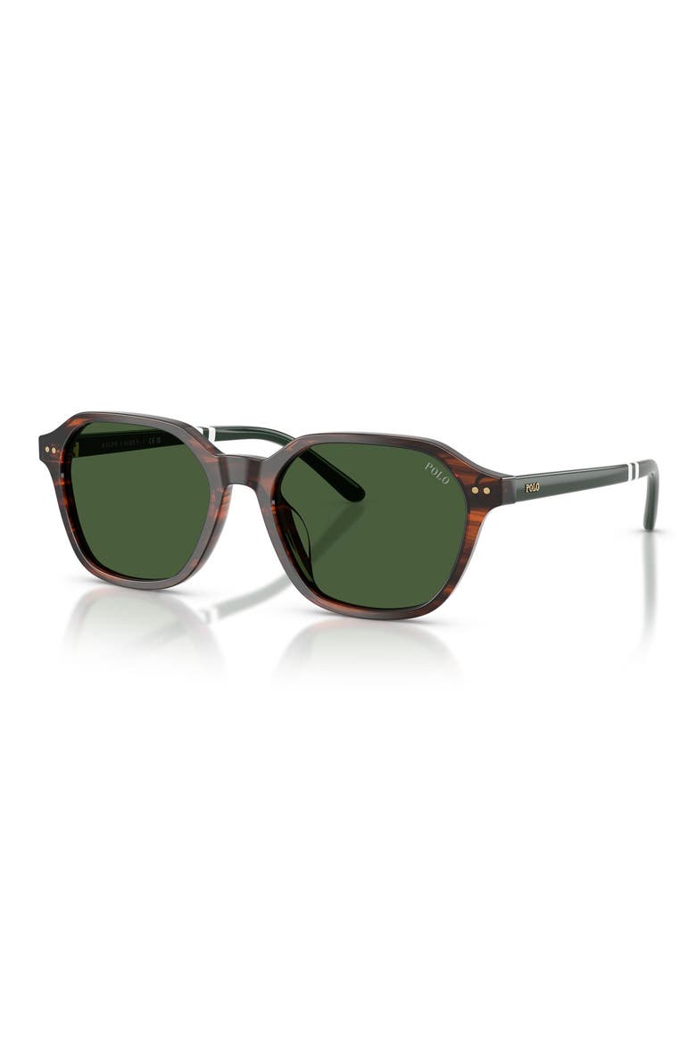 54mm Irregular Sunglasses, Alternate, color, SHINY STRIPED BROWN / GREEN
