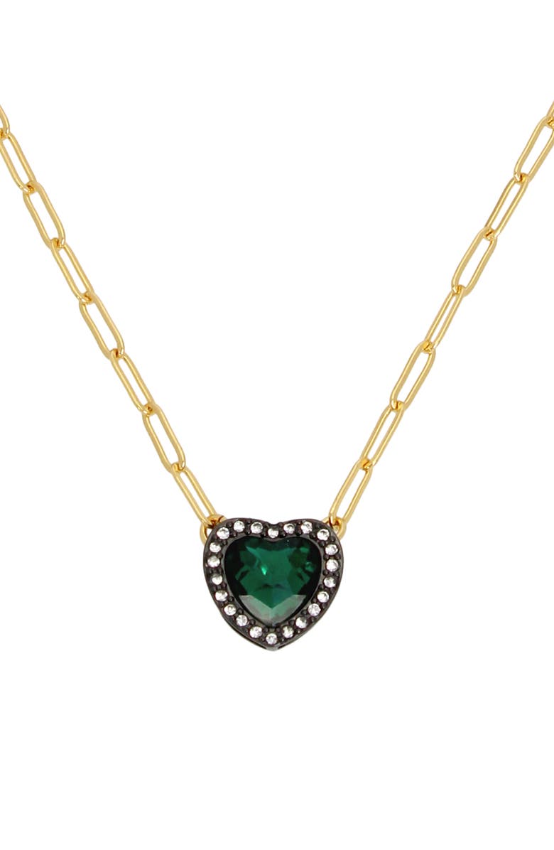 Kurt Geiger London Heart Halo Pendant Necklace, Alternate, color, Green