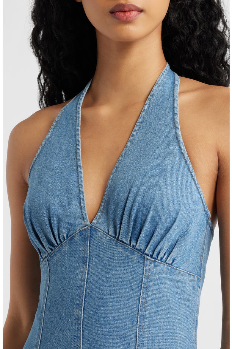 Denim Halter Dress, Alternate, color, MEDIUM DENIM