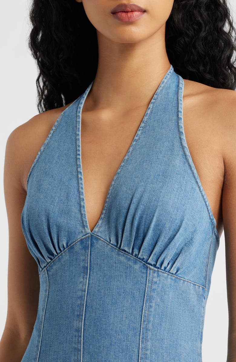 FREEMARKET Denim Halter Dress, Alternate, color, Medium Denim