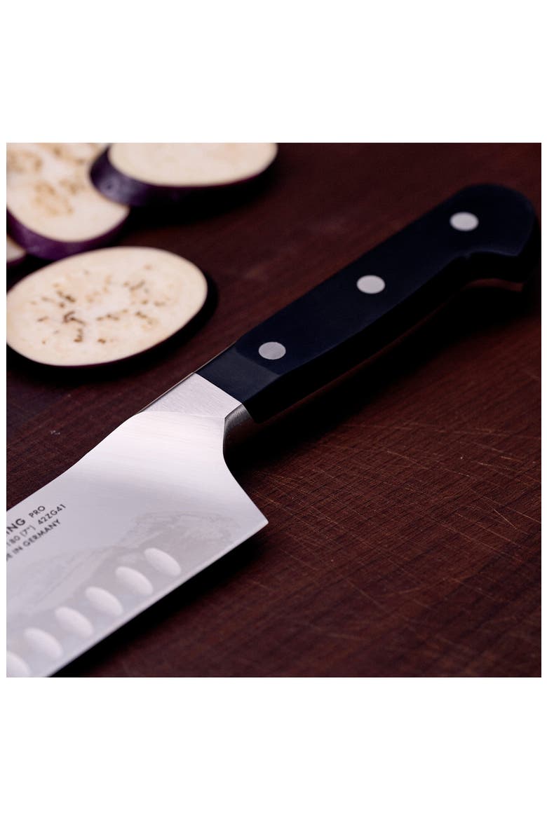 Pro 7-Inch Hollow Edge Rocking Santoku Knife, Alternate, color, BLACK