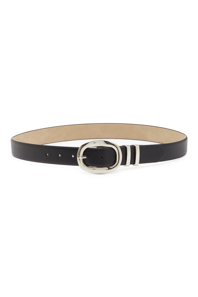 Center Bar Buckle Belt, Main, color, BLACK SILVER
