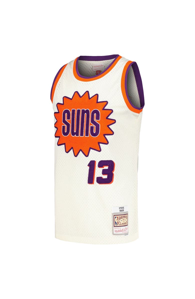 Mitchell & Ness Men's Mitchell & Ness Steve Nash Cream Phoenix Suns Chainstitch Swingman Jersey, Alternate, color, Cream