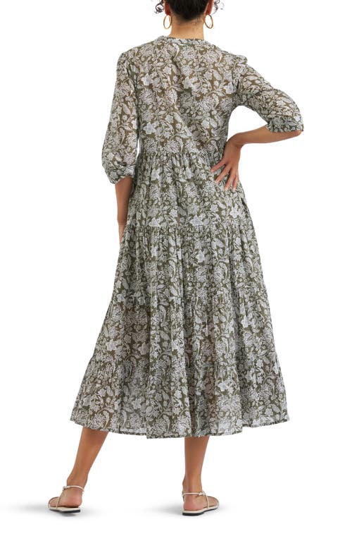 RIPE MATERNITY RIPE MATERNITY EZRA TIERED LONG SLEEVE COTTON MATERNITY/NURSING DRESS 
