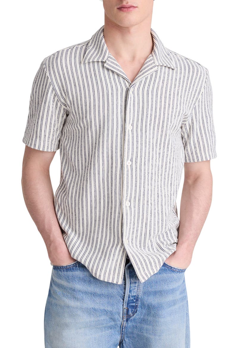 The Camp Shirt in Seaport Terry, Main, color, STRIPE PETROL NAVY