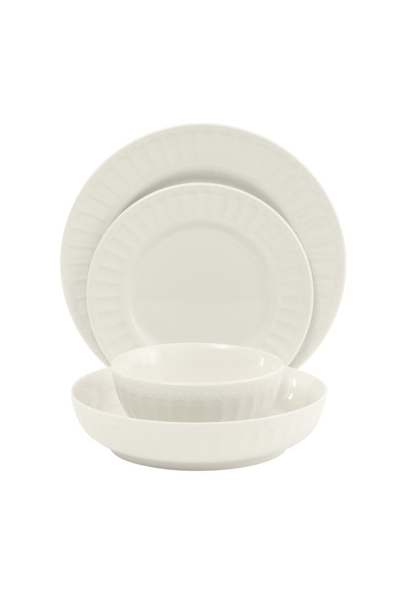 Melbourne Embossed Porcelain Dinnerware Set, Alternate, color, White